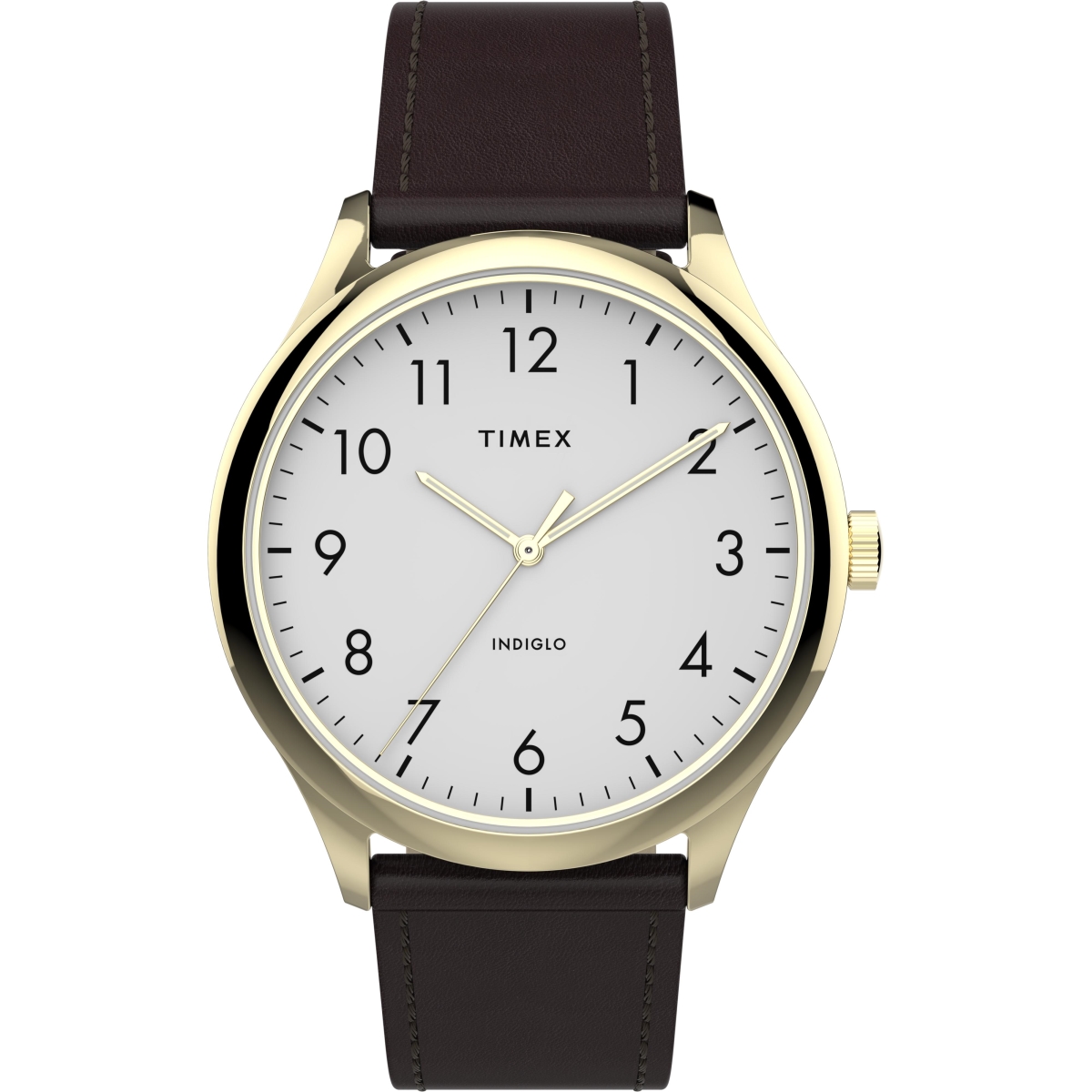 Tw2t716009j Mens Modern Easy Reader 40 Mm Brown, Gold & White Genuine Leather Strap Watch