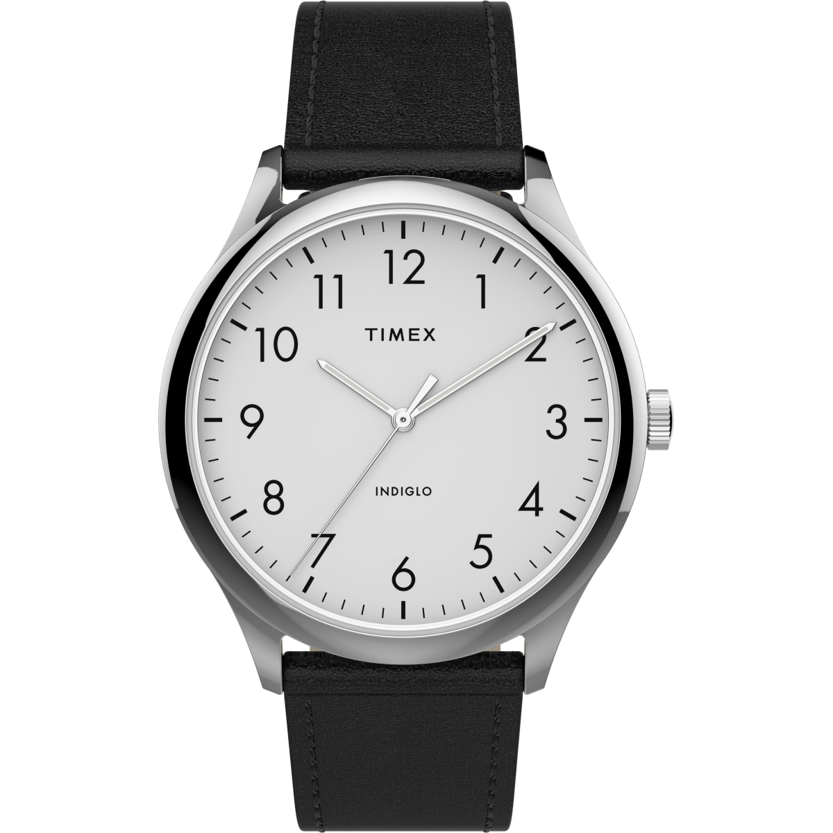 Tw2t718009j Mens Modern Easy Reader 40 Mm Black, Silver & White Genuine Leather Strap Watch
