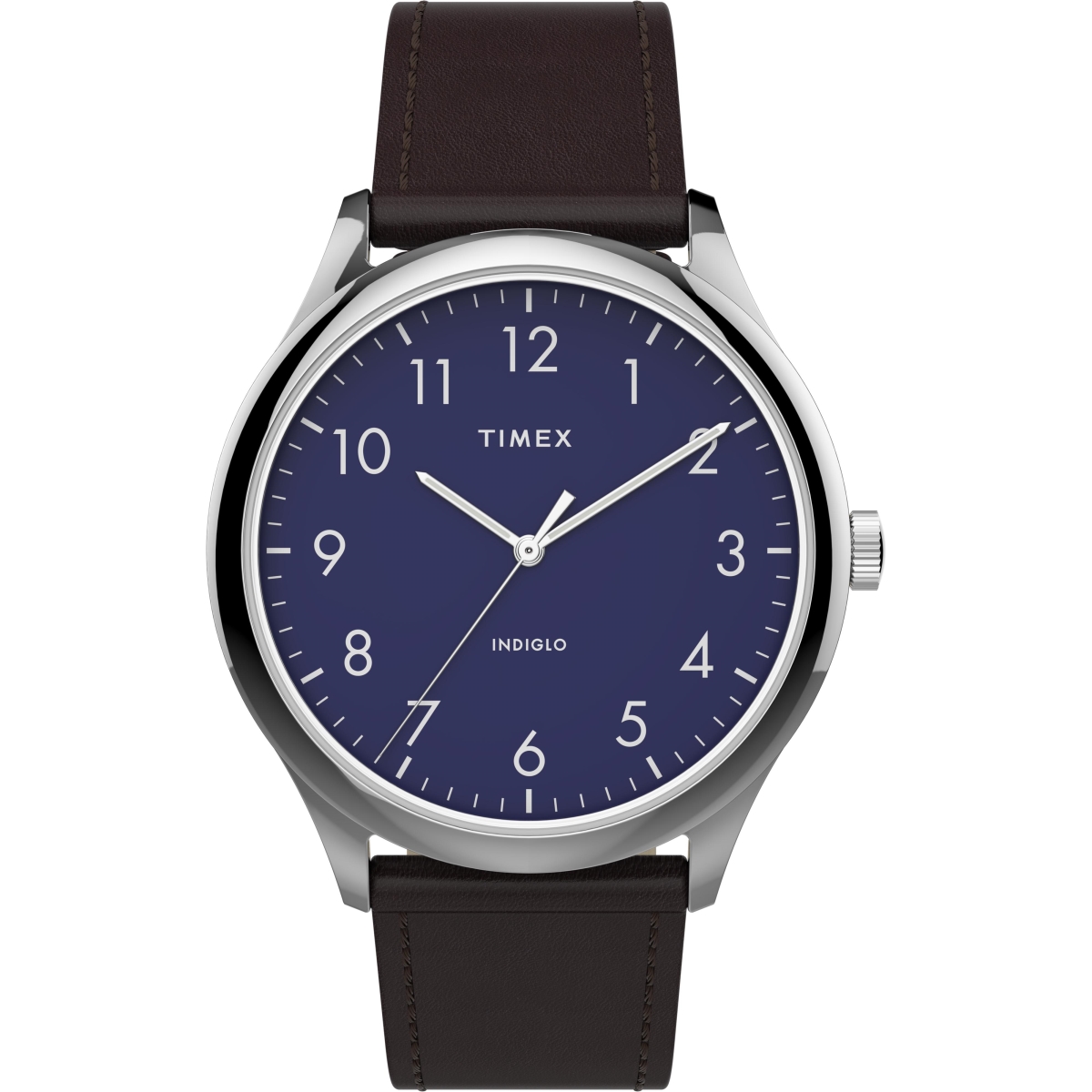 Tw2t720009j Mens Modern Easy Reader 40 Mm Brown, Silver & Blue Genuine Leather Strap Watch