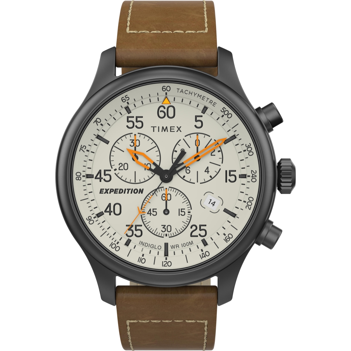 Tw2t731009j Mens Expedition Field Chronograph Brown & Cream Leather Strap Watch