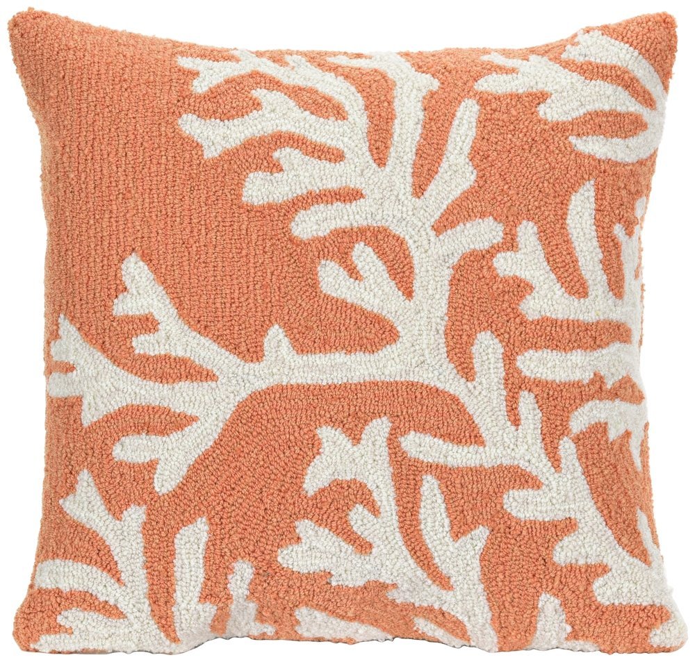 Trans Ocean 7fp8s162017 Frontporch Hand Tufted Square Pillows, 1620-17 Coral - 18 X 18 In.