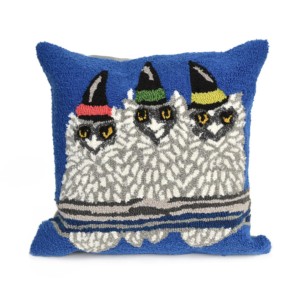 Trans-ocean Imports 7fp8s427603 18 In. Liora Manne Frontporch Owl O-ween Indoor & Outdoor Pillow - Blue