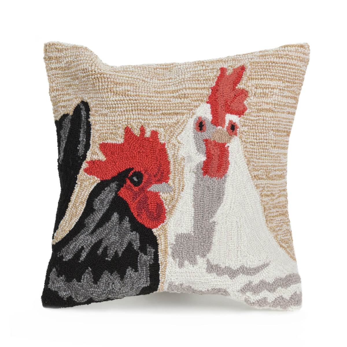 Trans-ocean Imports 7fp8s427712 18 In. Liora Manne Frontporch Rooster Duet Indoor & Outdoor Pillow - Natural
