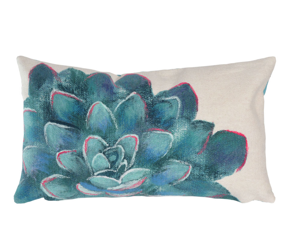 Trans-ocean Imports 7sc1s431612 12 X 20 In. Liora Manne Visions Iii Succulent Indoor & Outdoor Pillow, Ivory