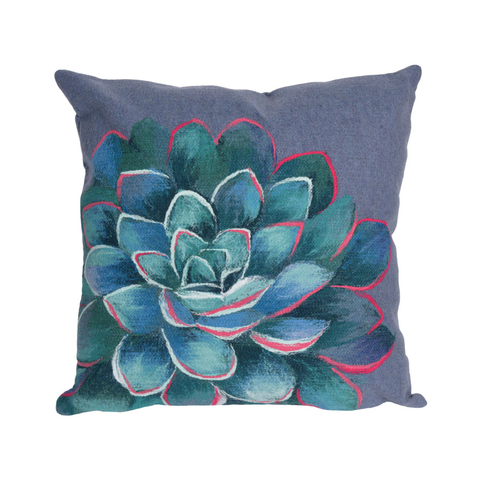 Trans-ocean Imports 7sc2s431603 20 In. Square Liora Manne Visions Iii Succulent Indoor & Outdoor Pillow, Blue