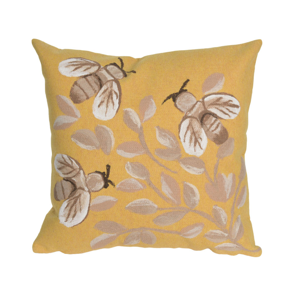 Trans-ocean Imports 7sc2s431809 20 In. Square Liora Manne Visions Iii Bees Indoor & Outdoor Pillow, Gold