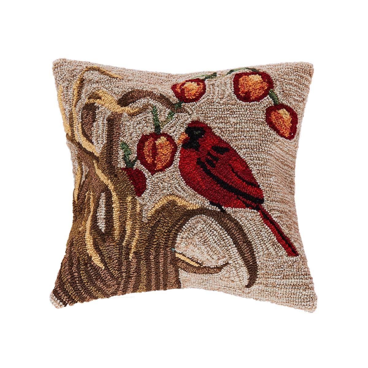 Trans-ocean Imports 7fp8s439412 18 In. Square Liora Manne Frontporch Bird Indoor & Outdoor Hand Tufted Pillow - Neutral