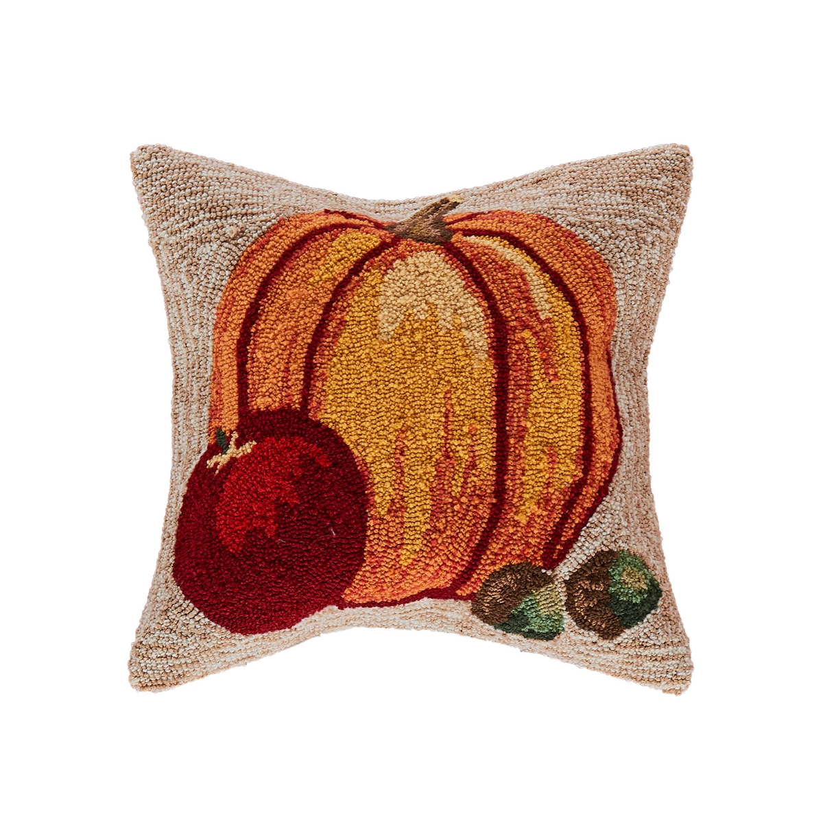 Trans-ocean Imports 7fp8s439512 18 In. Square Liora Manne Frontporch Harvest Pumpkin Indoor & Outdoor Hand Tufted Pillow - Neutral