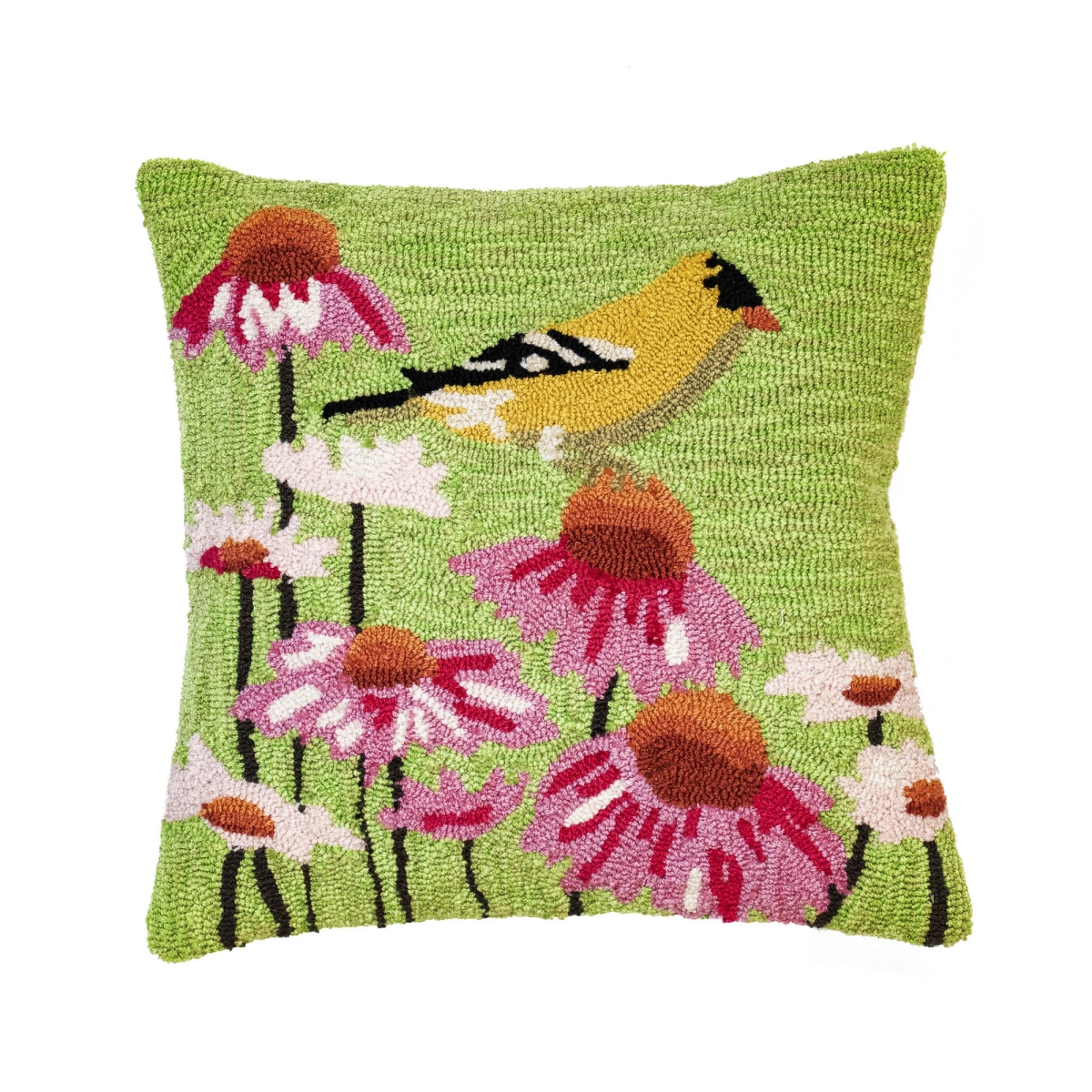 Trans-ocean Imports 7fp8s439006 18 In. Square Liora Manne Frontporch Goldfinch Indoor & Outdoor Pillow - Green