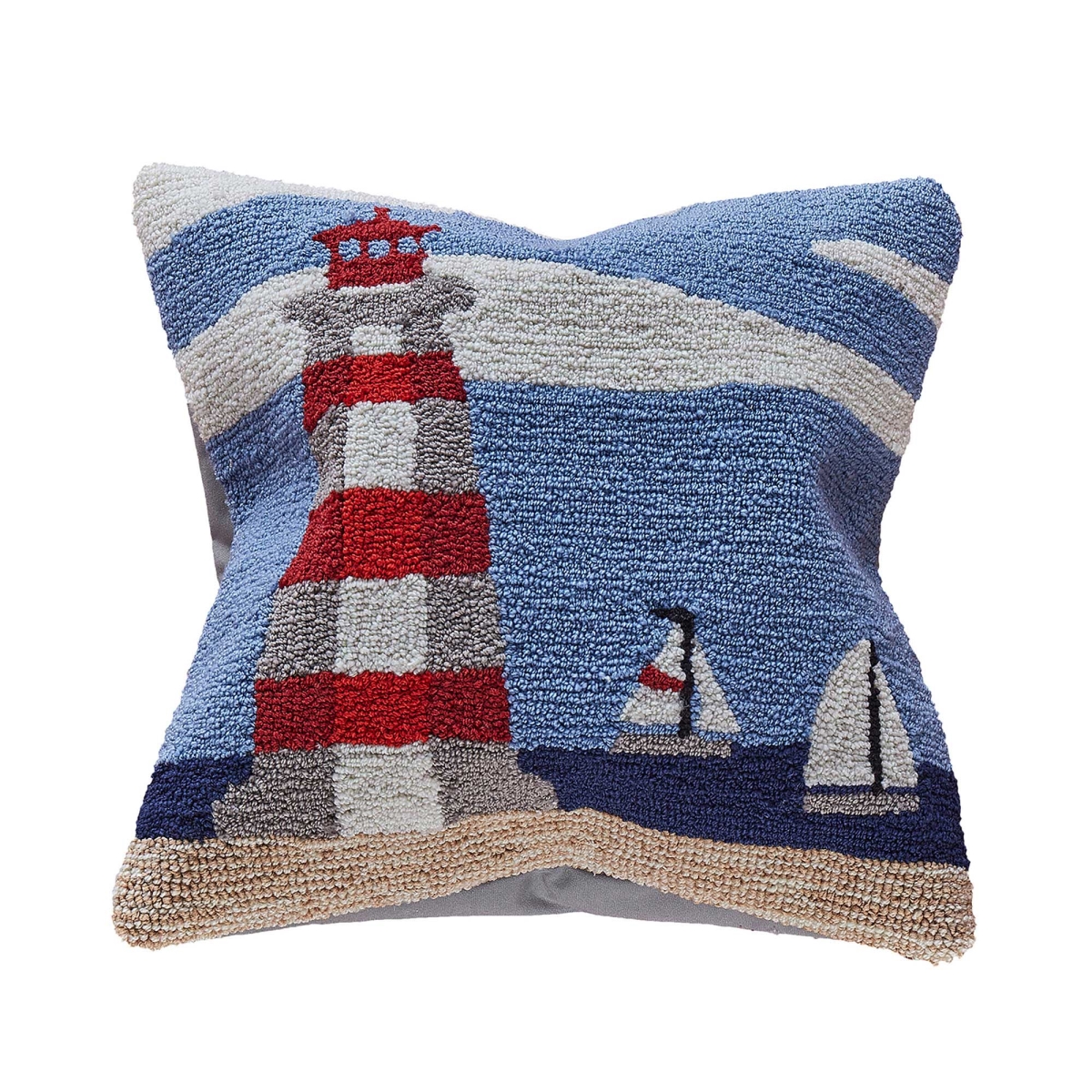 Trans-ocean Imports 7fp8s439703 18 In. Square Liora Manne Frontporch Lighthouse Indoor & Outdoor Pillow - Sky