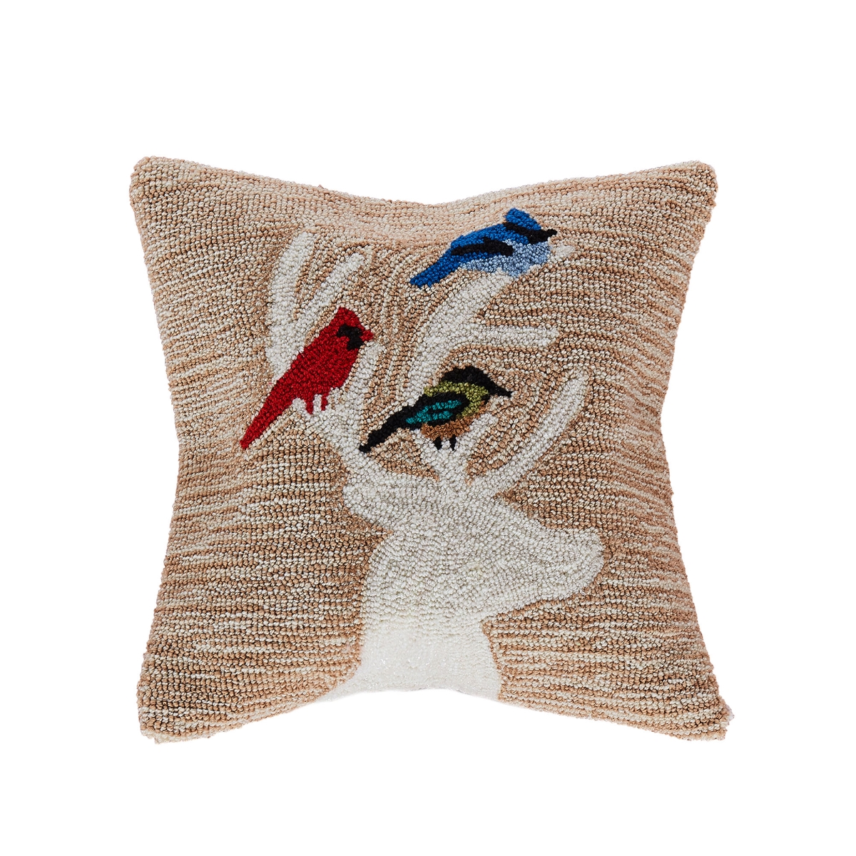 Trans-ocean Imports 7fp8s181912 18 In. Square Liora Manne Frontporch Deer & Friends Indoor & Outdoor Pillow - Natural