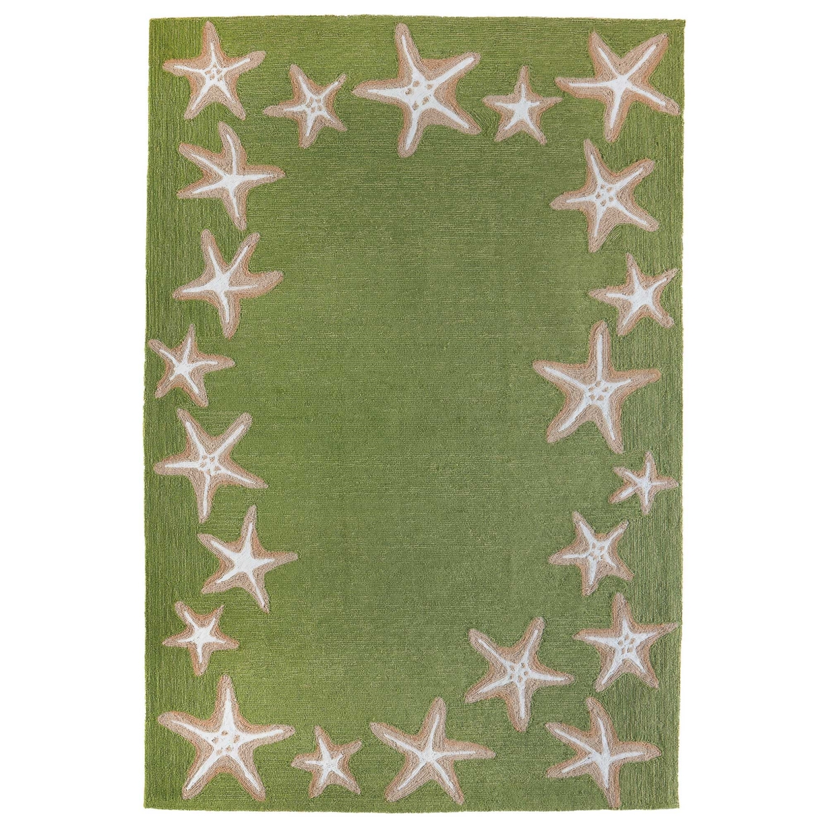 Trans-ocean Imports Cap57171006 5 Ft. X 7 Ft. 6 In. Liora Manne Capri Starfish Border Indoor & Outdoor Hand Tufted Rectangle Rug - Green