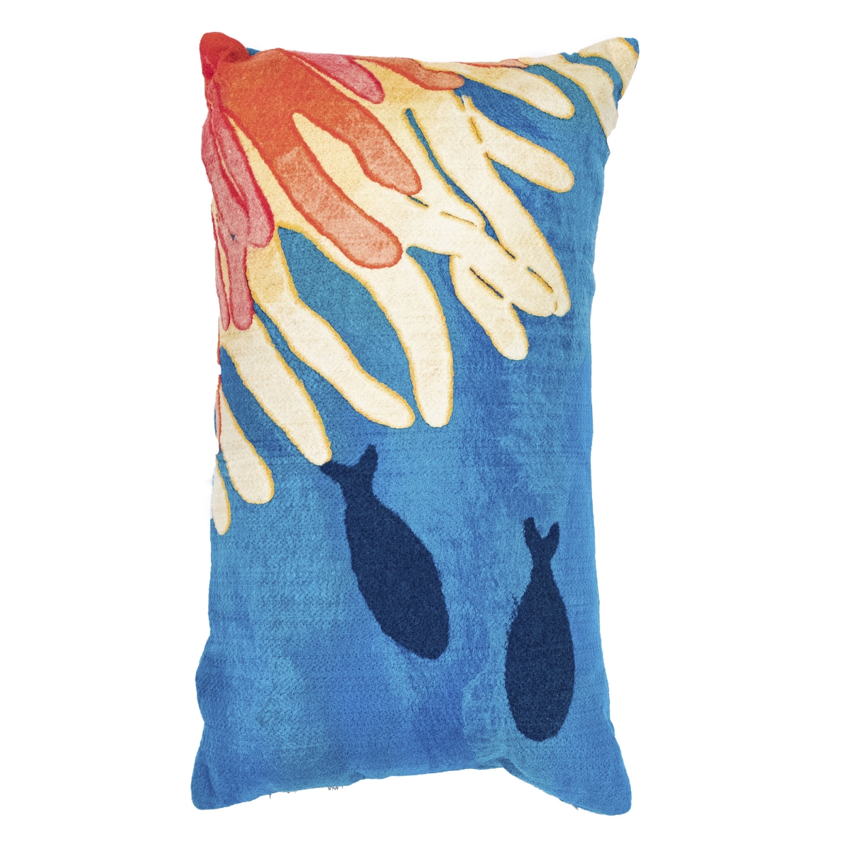 Trans-ocean Imports 7sc1s421117 12 X 20 In. Liora Manne Visions Iii Reef & Fish Indoor & Outdoor Handmade Square Pillow - Coral