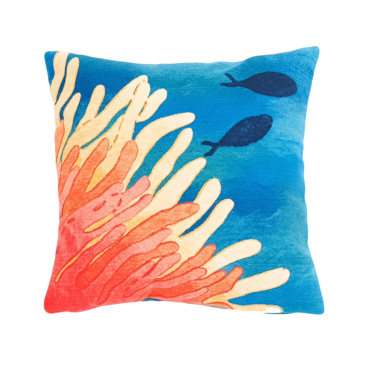 Trans-ocean Imports 7sc2s421117 20 In. Square Liora Manne Visions Iii Reef & Fish Indoor & Outdoor Handmade Square Pillow - Coral