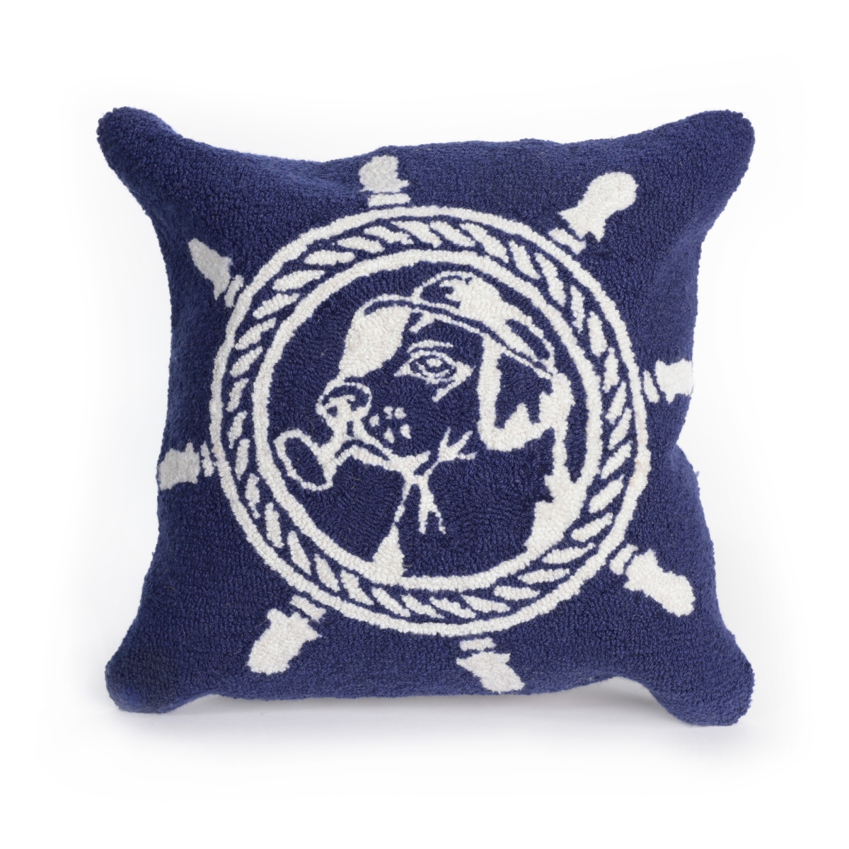 Trans-ocean Imports 7fp8s433233 18 In. Square Liora Manne Frontporch Seadog Indoor & Outdoor Hand Tufted Square Pillow - Marine
