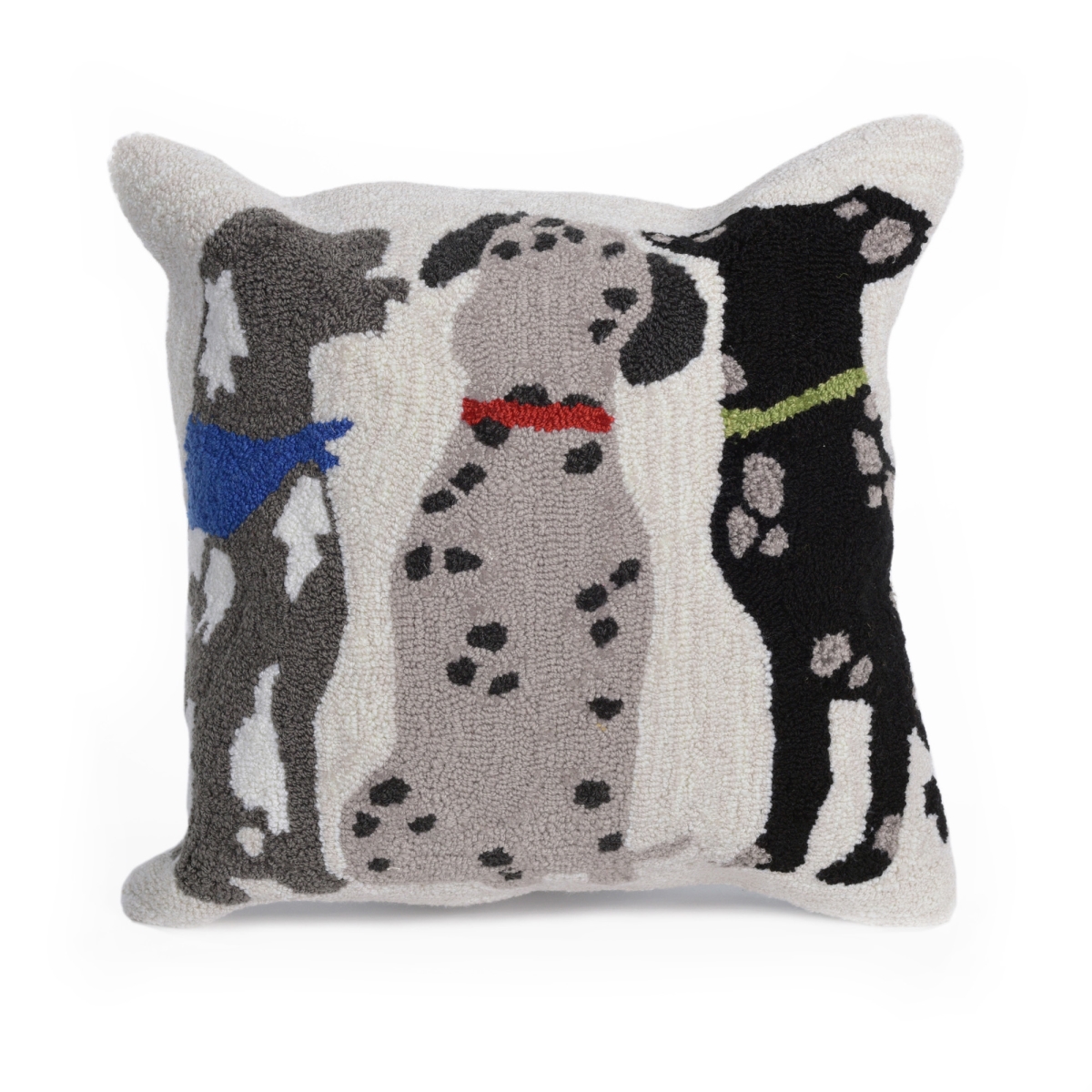 Trans-ocean Imports 7fp8s426744 18 In. Square Liora Manne Frontporch Three Dogs Indoor & Outdoor Hand Tufted Pillow - Multicolor