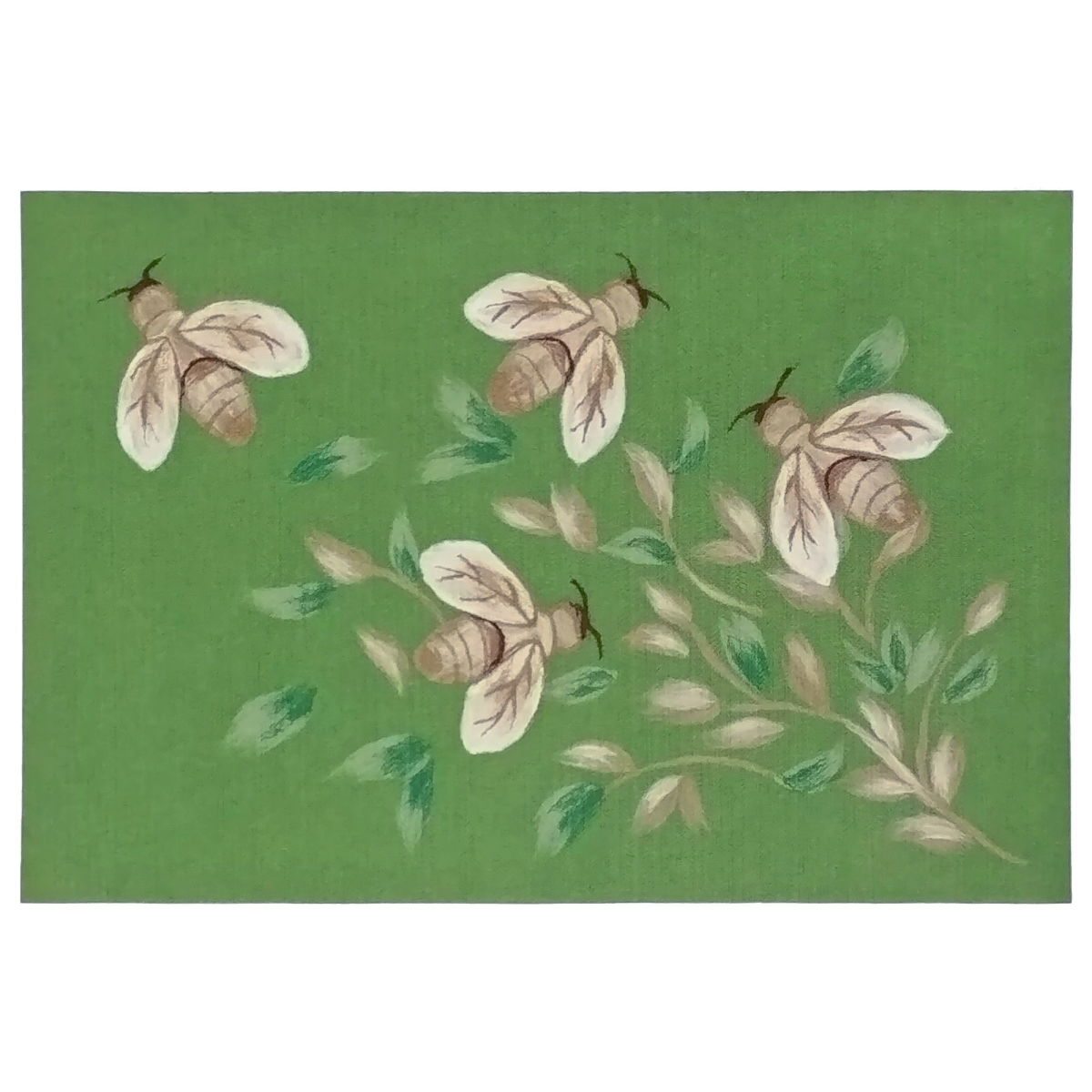 Trans-ocean Imports Ilu12328906 19.5 X 29.5 In. Liora Manne Illusions Bees Indoor & Outdoor Machine Made Rectangle Mat - Green