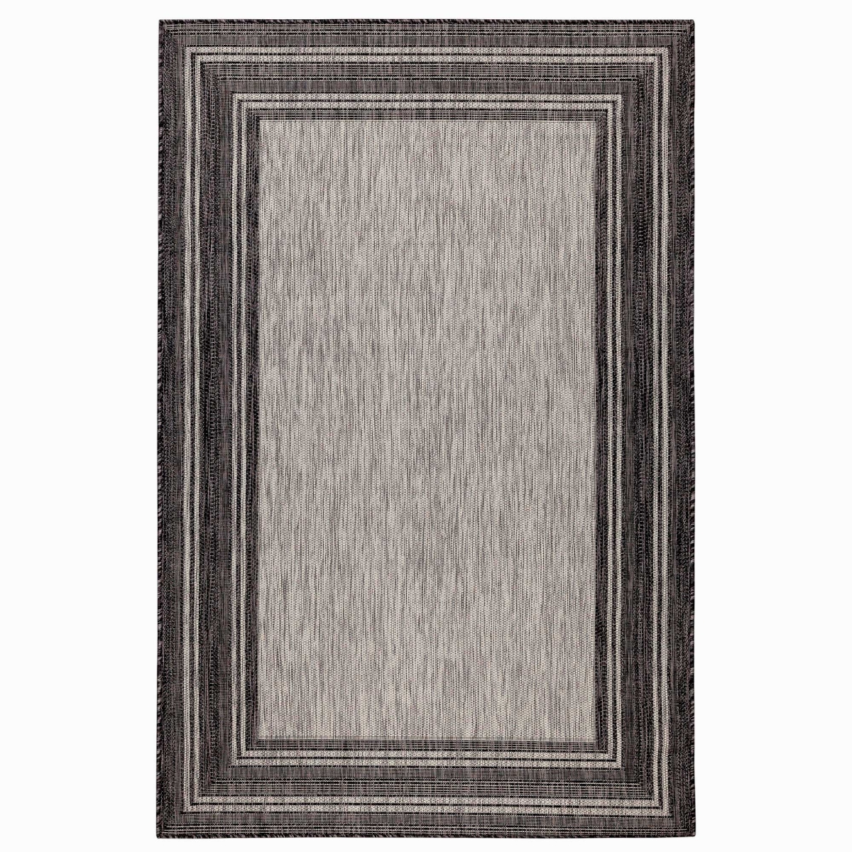 Trans-ocean Imports Cre45842548 39 In. X 59 In. Liora Manne Carmel Multi Border Indoor & Outdoor Wilton Woven Rectangle Rug - Black