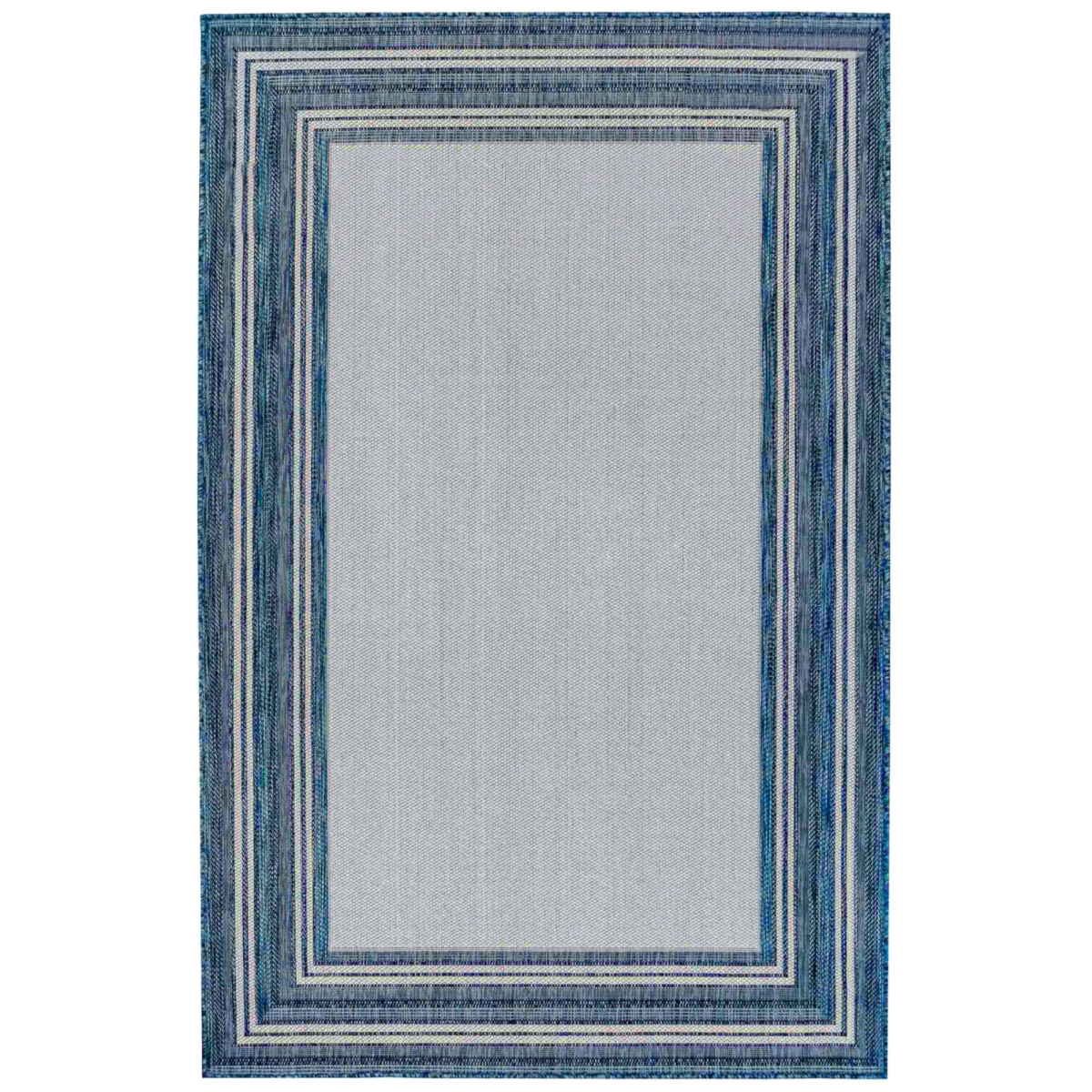 Trans-ocean Imports Cre45842533 39 In. X 59 In. Liora Manne Carmel Multi Border Indoor & Outdoor Wilton Woven Rectangle Rug - Navy