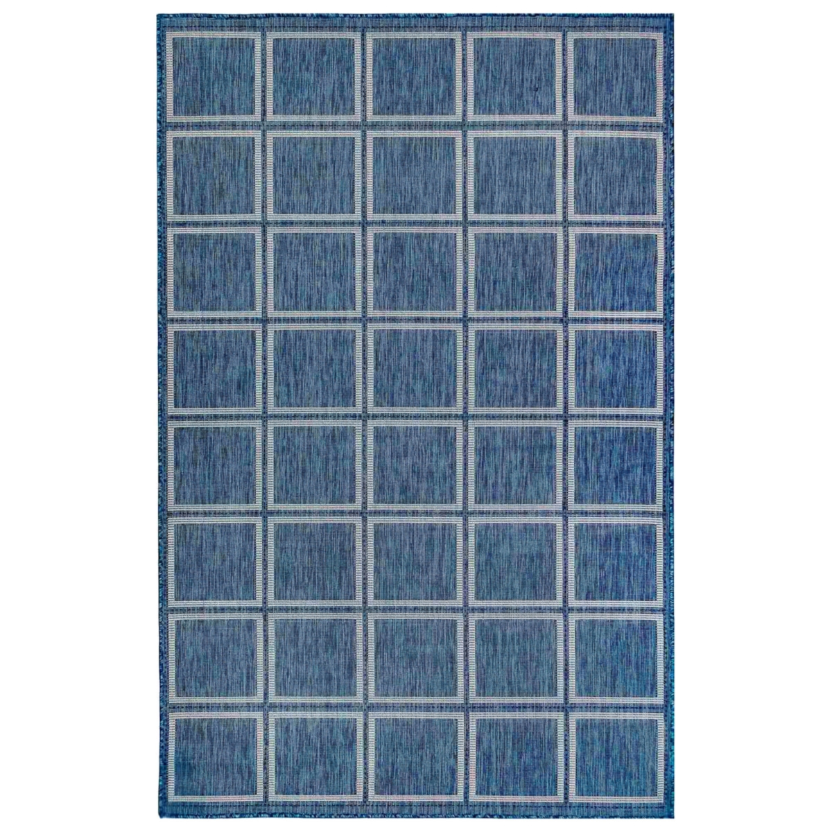 Trans-ocean Imports Cre45842633 39 In. X 59 In. Liora Manne Carmel Squares Indoor & Outdoor Wilton Woven Rug - Navy
