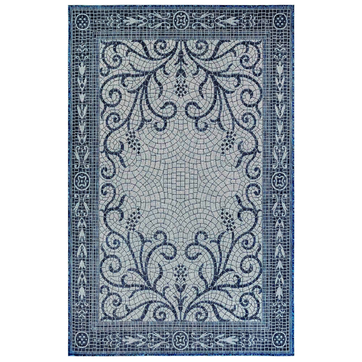 Trans-ocean Imports Cre45842933 39 In. X 59 In. Liora Manne Carmel Mosaic Indoor & Outdoor Wilton Woven Rectangle Rug - Navy