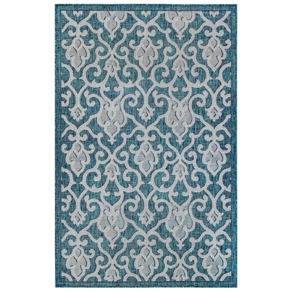 Trans-ocean Imports Cre58843394 4 Ft. 10 In. X 7 Ft. 6 In. Liora Manne Carmel Baroque Indoor & Outdoor Wilton Woven Rectangle Rug - Teal