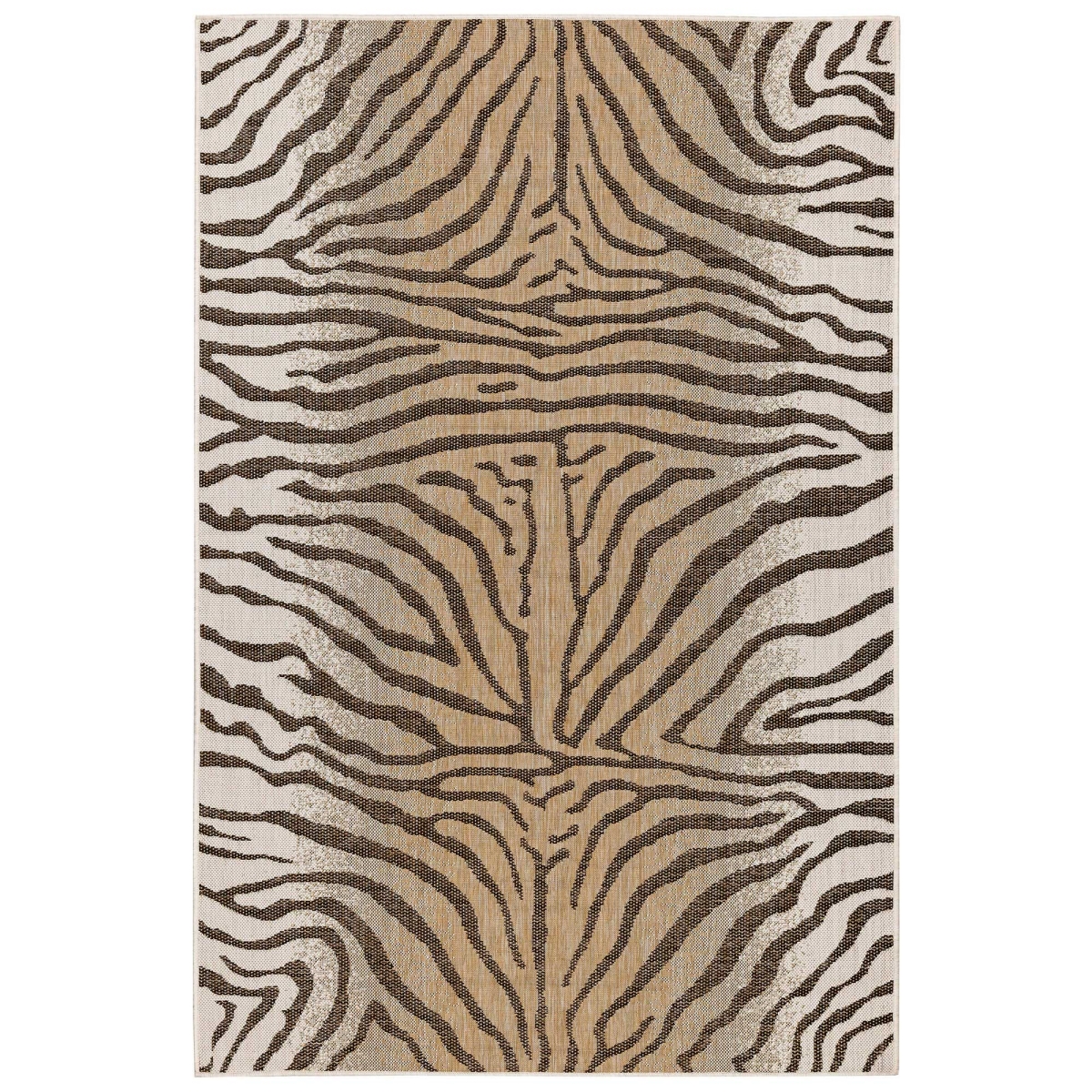 Trans-ocean Imports Cre45843112 39 In. X 59 In. Liora Manne Carmel Zebra Indoor & Outdoor Wilton Woven Rectangle Rug - Sand