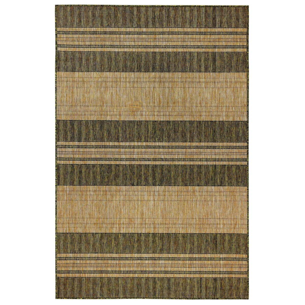 Trans-ocean Imports Cre58843506 4 Ft. 10 In. X 7 Ft. 6 In. Liora Manne Carmel Stripe Indoor & Outdoor Wilton Woven Rectangle Rug - Green