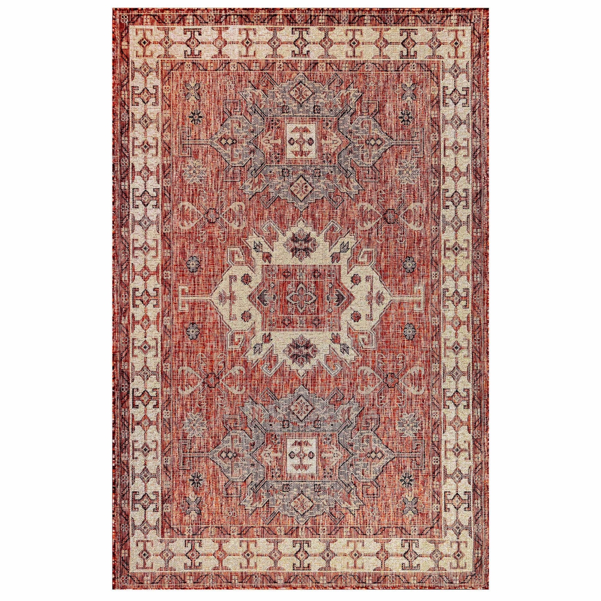 Trans-ocean Imports Cre69840924 6 Ft. 6 In. X 9 Ft. 4 In. Liora Manne Carmel Kilim Indoor & Outdoor Rug Wilton Woven Rectangular Rug - Red