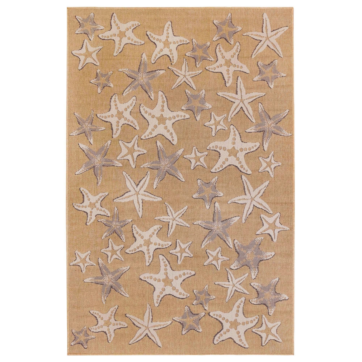 Trans-ocean Imports Cre69841512 6 Ft. 6 In. X 9 Ft. 4 In. Liora Manne Carmel Starfish Indoor & Outdoor Rug Wilton Woven Rectangular Rug - Sand