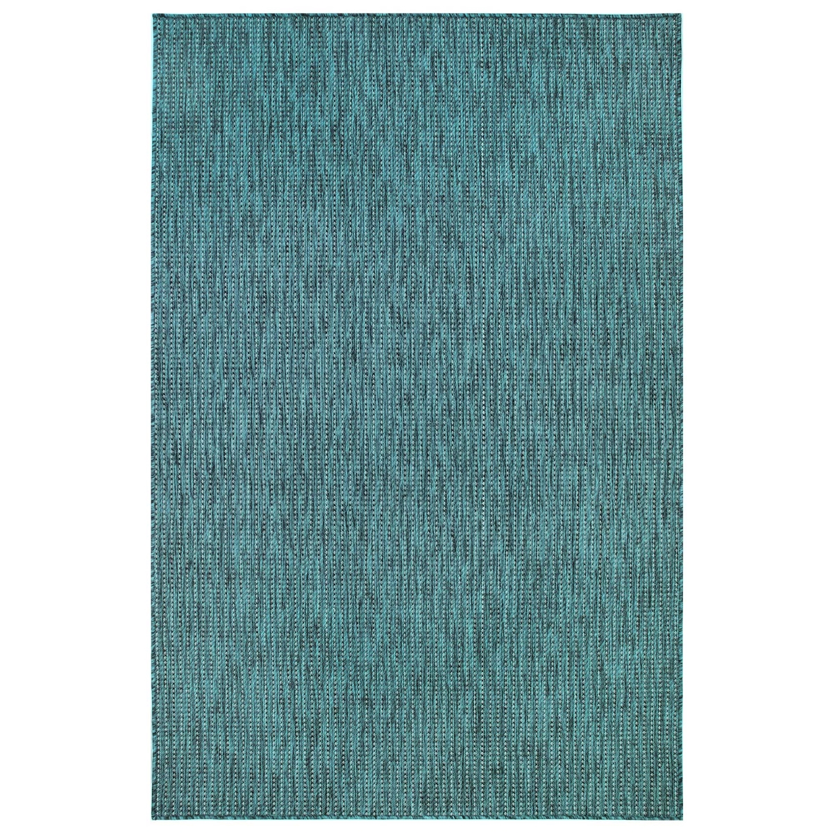 Trans-ocean Imports Cre69842294 6 Ft. 6 In. X 9 Ft. 4 In. Liora Manne Carmel Texture Stripe Indoor & Outdoor Rug Wilton Woven Rectangular Rug - Teal