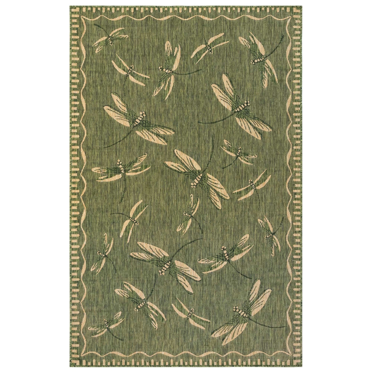 Trans-ocean Imports Cre58844006 Liora Manne Carmel Dragonfly Indoor & Outdoor Rug, Green - 4 Ft. 10 In. X 7 Ft. 6 In.