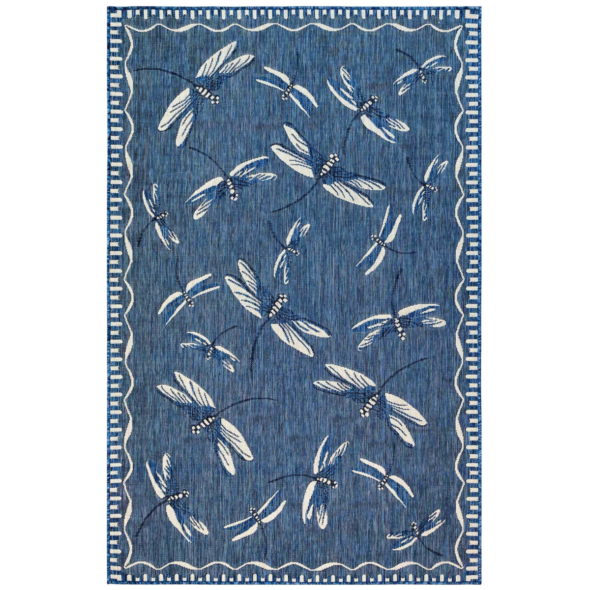 Trans-ocean Imports Cre58844033 Liora Manne Carmel Dragonfly Indoor & Outdoor Rug, Navy - 4 Ft. 10 In. X 7 Ft. 6 In.