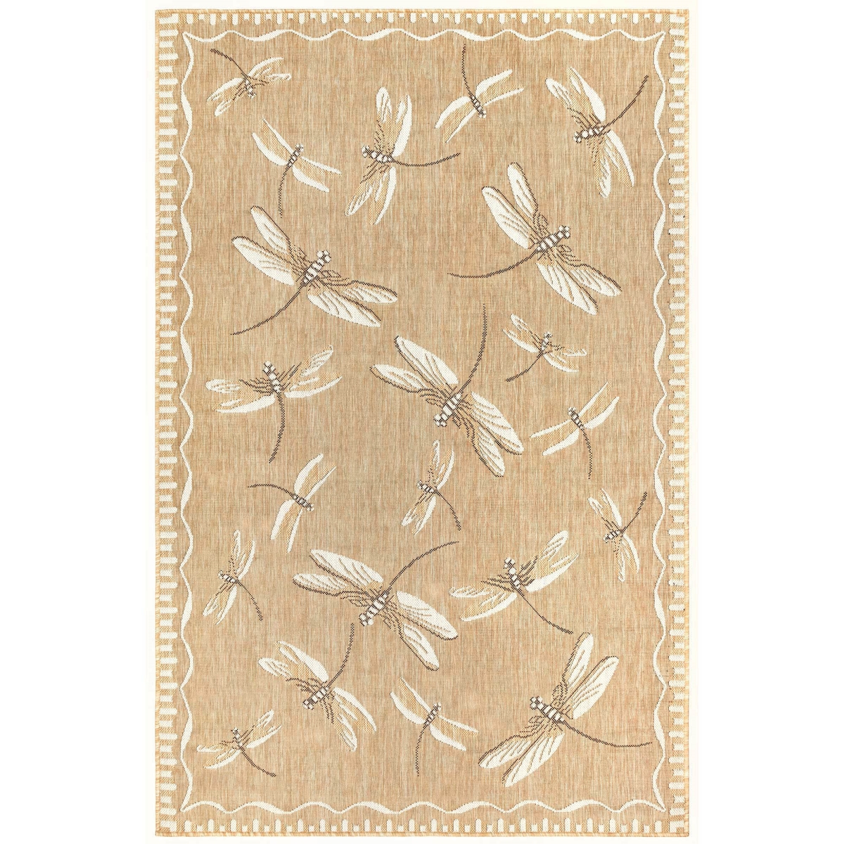 Trans-ocean Imports Cre58844022 Liora Manne Carmel Dragonfly Indoor & Outdoor Rug, Dark Sand - 4 Ft. 10 In. X 7 Ft. 6 In.