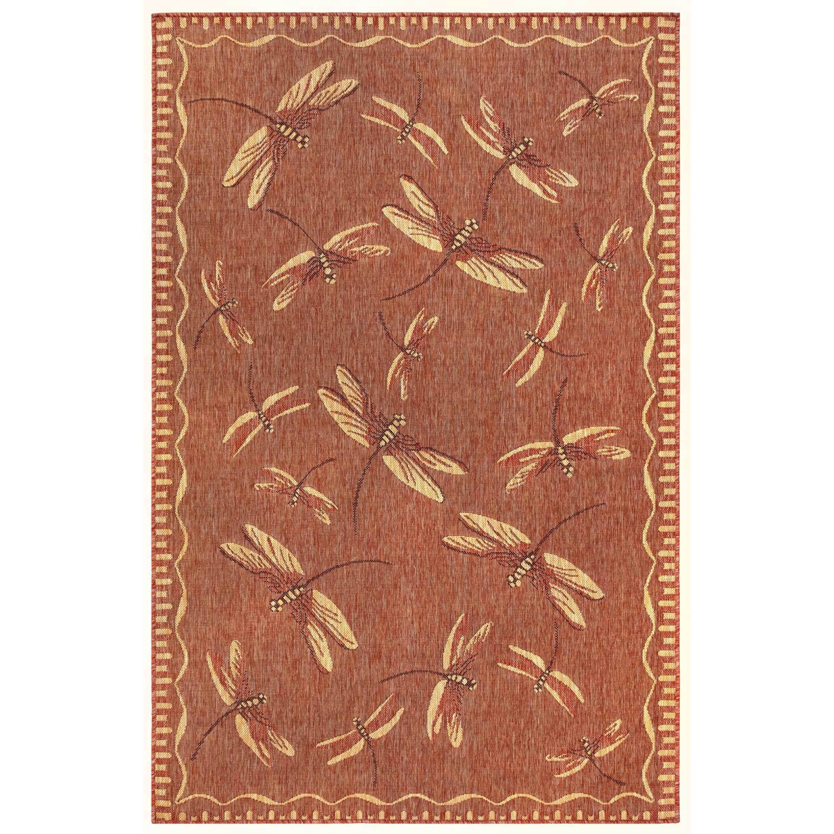 Cre80844024 Liora Manne Carmel Dragonfly Indoor & Outdoor Rug, Red - 7 Ft. 10 In. X 9 Ft. 10 In.