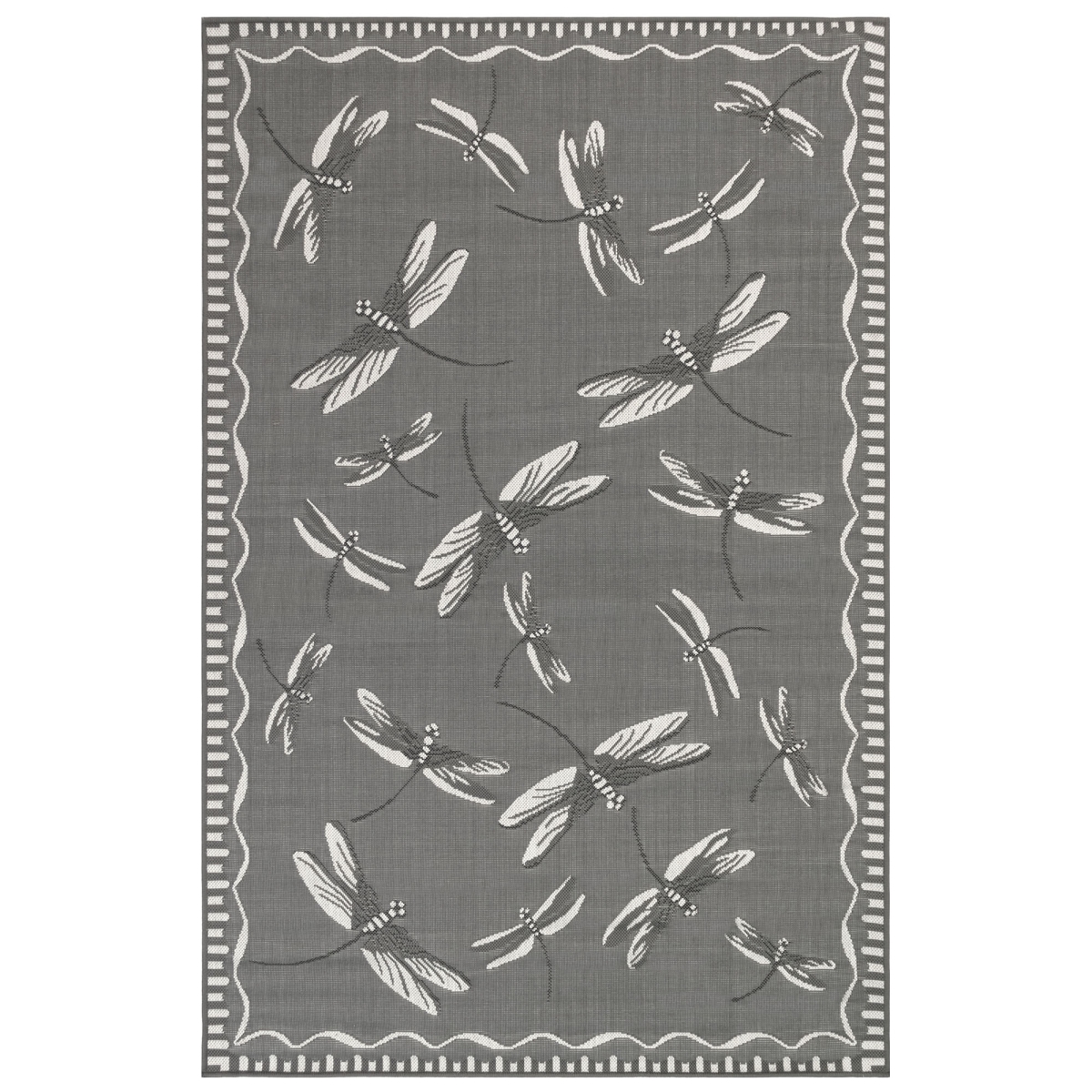 Cre80844097 Liora Manne Carmel Dragonfly Indoor & Outdoor Rug, Grey - 7 Ft. 10 In. X 9 Ft. 10 In.