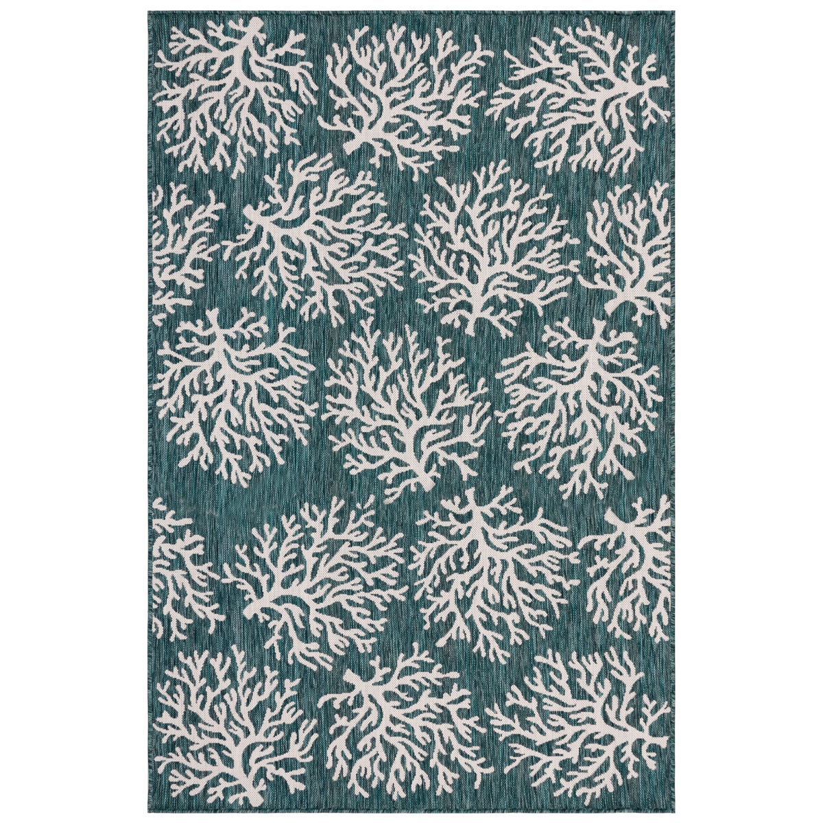 Cre80844194 Liora Manne Carmel Coral Indoor & Outdoor Rug, Teal - 7 Ft. 10 In. X 9 Ft. 10 In.