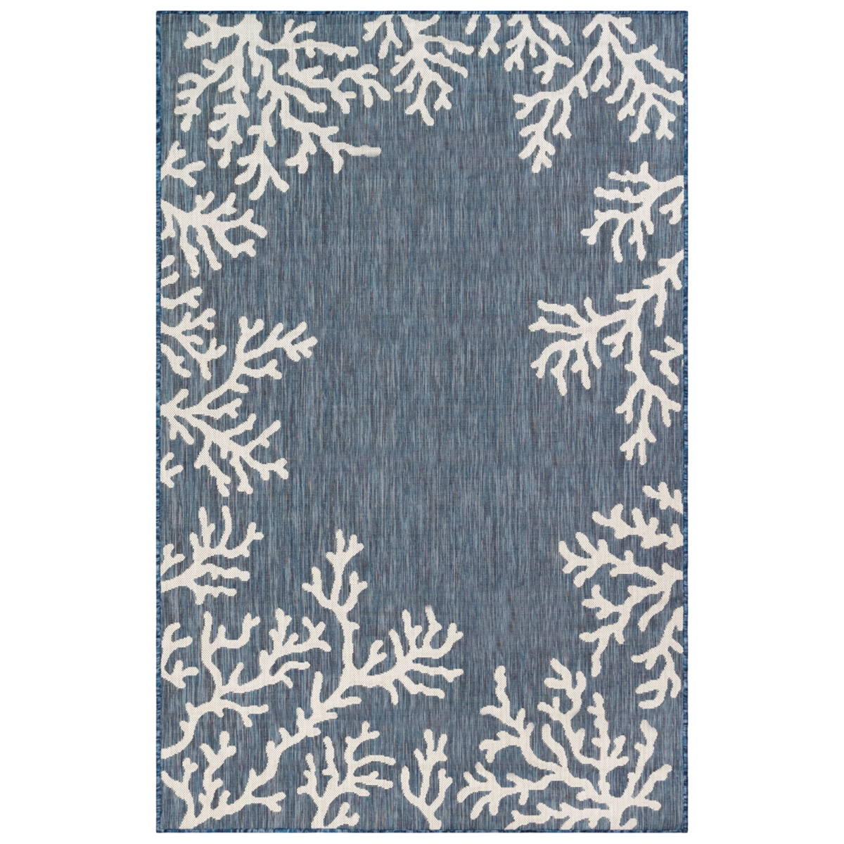 Cre69844833 Liora Manne Carmel Coral Border Indoor & Outdoor Rug, Navy - 6 Ft. 6 In. X 9 Ft. 4 In.