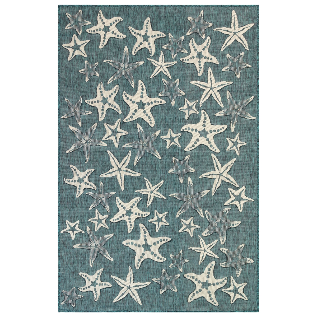 Cre58841594 Liora Manne Carmel Starfish Indoor & Outdoor Rug, Teal - 4 Ft. 10 In. X 7 Ft. 6 In.