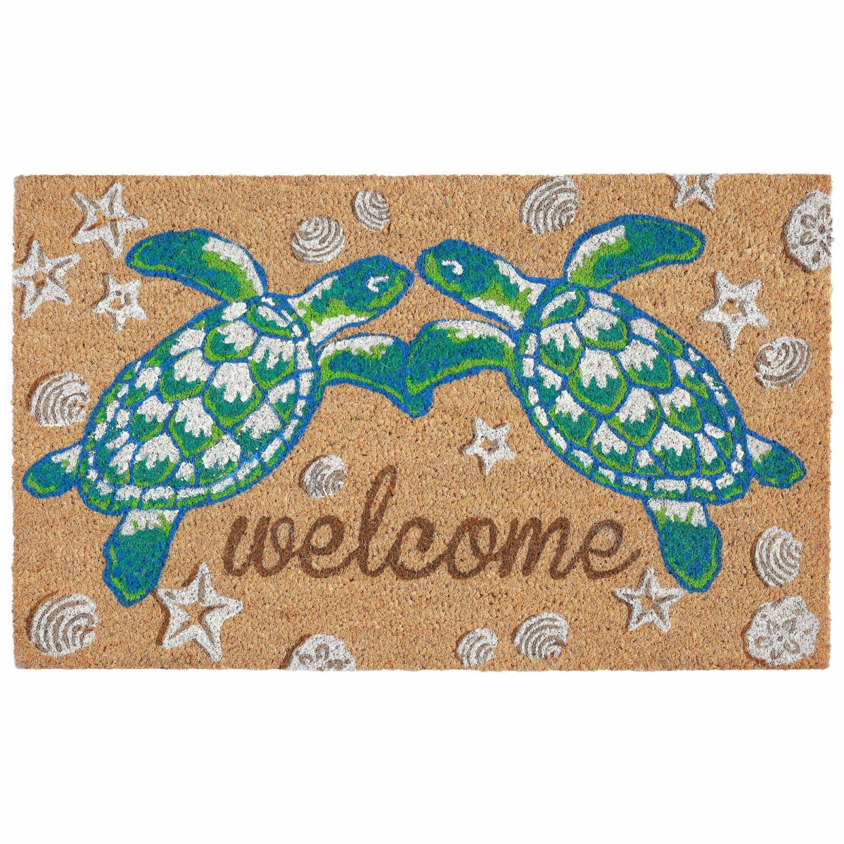 Ntr23205912 Liora Manne Natura Seaturtle Welcome Outdoor Mat, Natural - 24 X 36 In.
