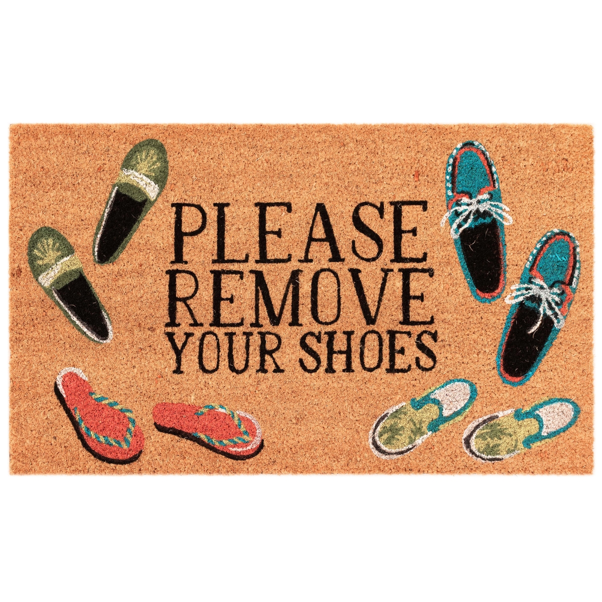 Ntr23222412 Liora Manne Natura Please Remove Your Shoes Outdoor Mat, Natural - 24 X 36 In.