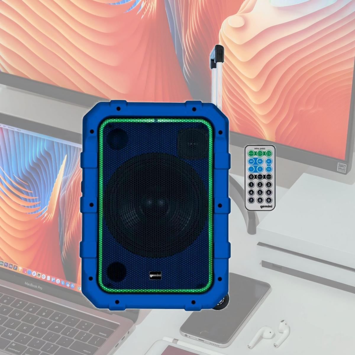 Picture of Innovative Concepts MPA2400BLU Portable Rolling Powered Speaker with Bluetooth Remote Control