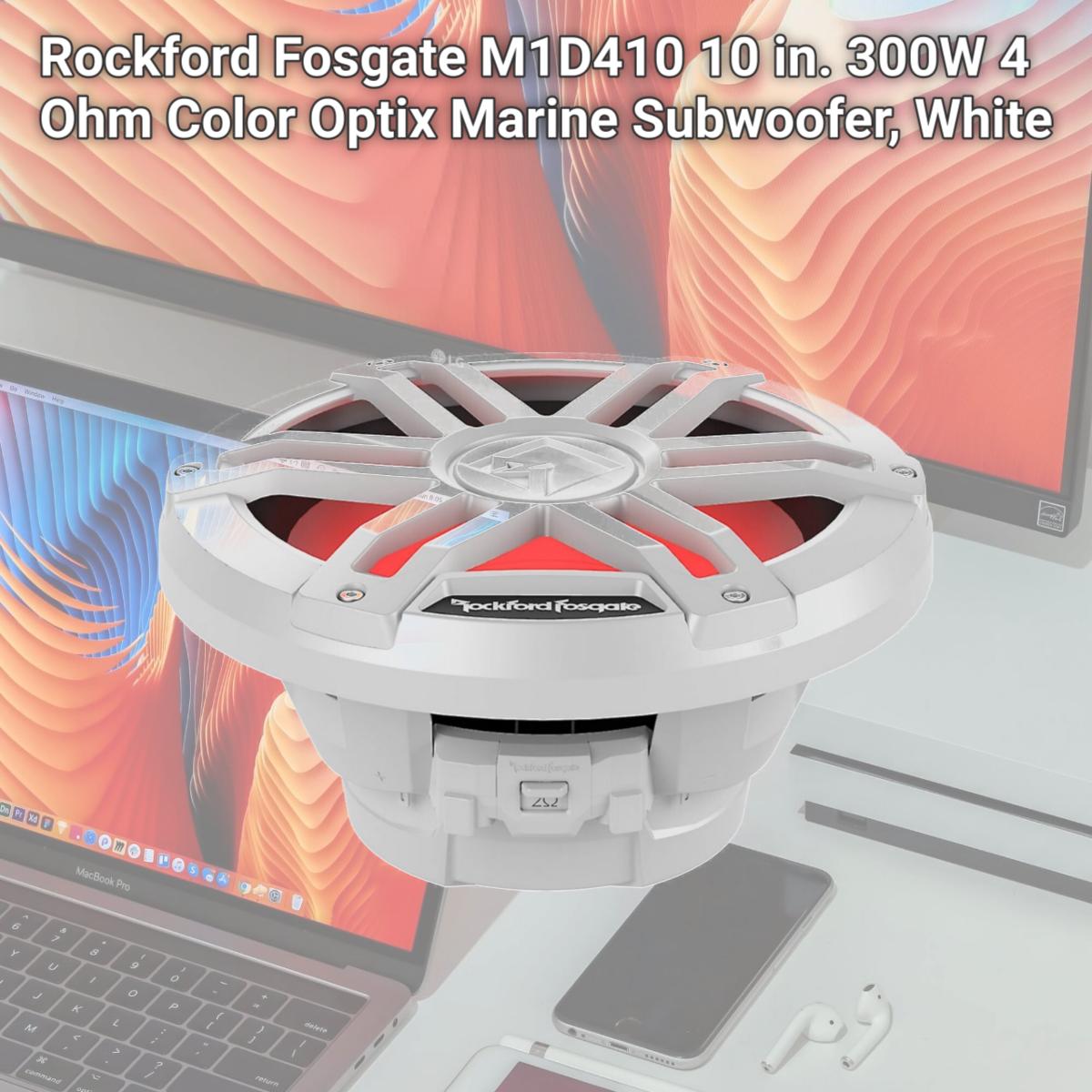 Picture of Rockford Fosgate M1D410 10 in. 300W 4 Ohm Color Optix Marine Subwoofer, White