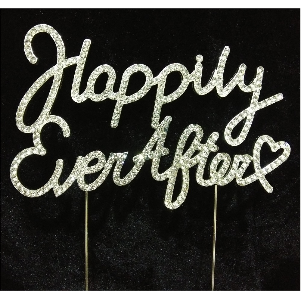 33014-hea Happily Ever After Rhinestone Cake Toppers - Silver