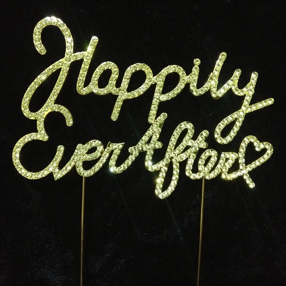 33014-heag Happily Ever After Rhinestone Cake Toppers - Gold