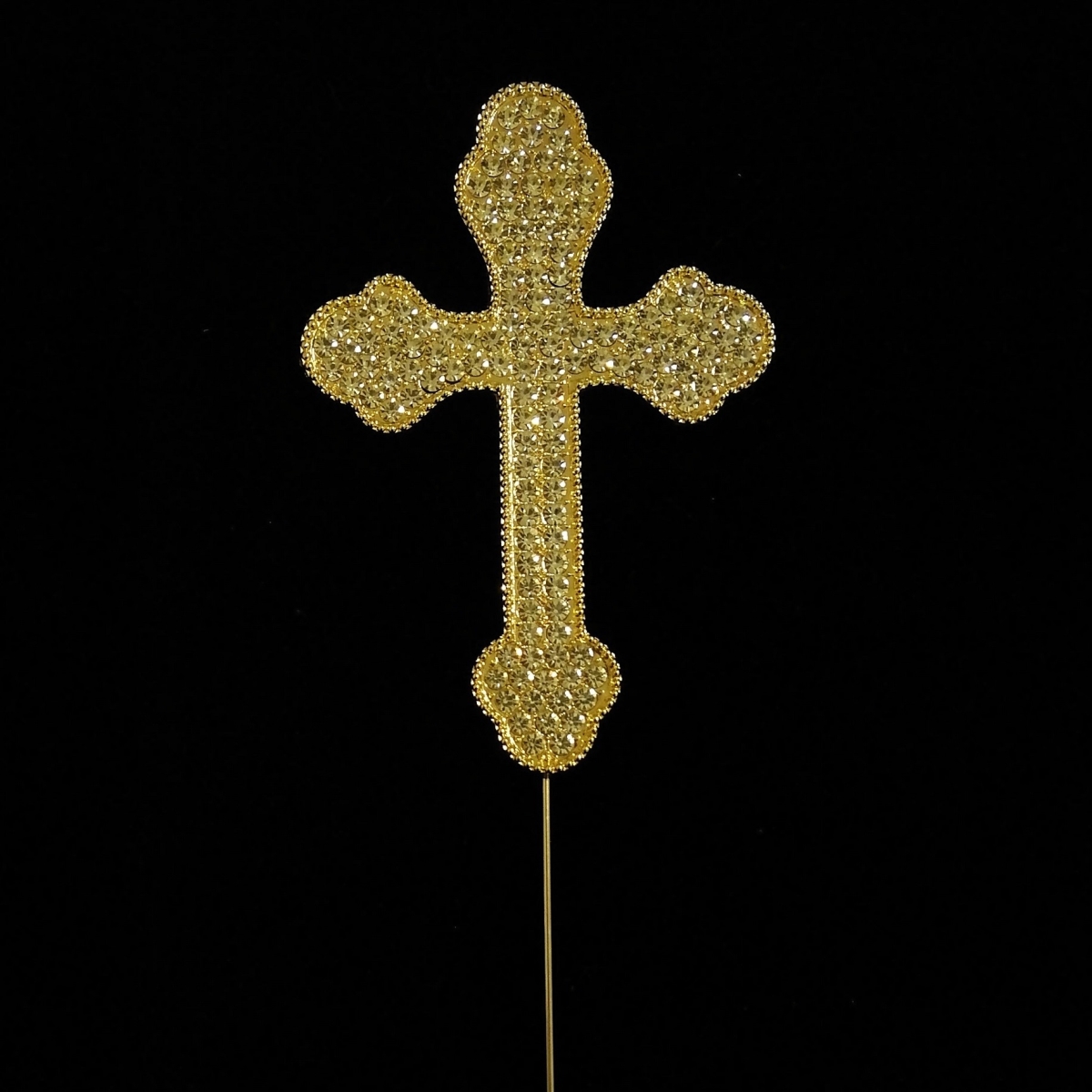 33014-lcrg Cross Rhinestone Cake Topper - Gold