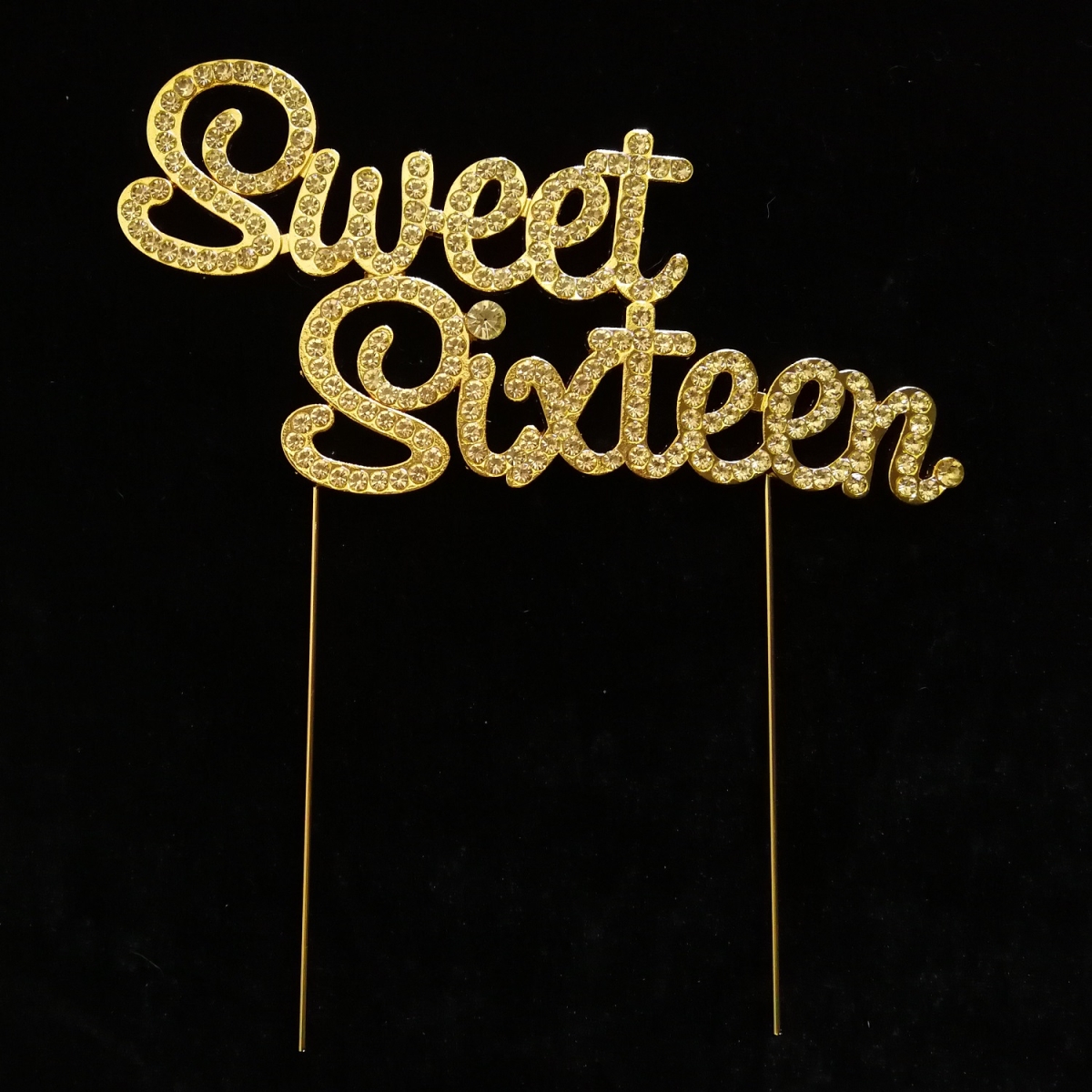 33014-ssg Sweet Sixteen Rhinestone Cake Topper - Gold