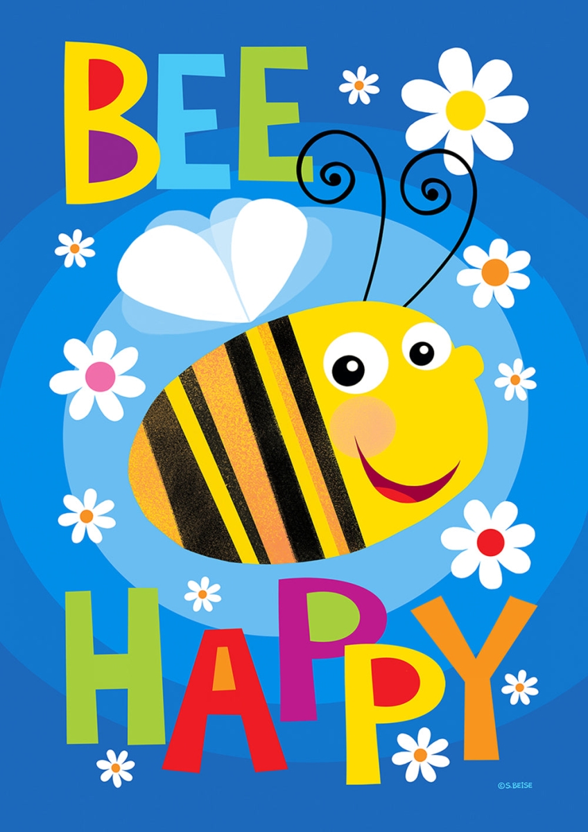 UPC 017917642292 product image for 1012312 40 x 28 in. Bee Happy Double Sided House Flag | upcitemdb.com