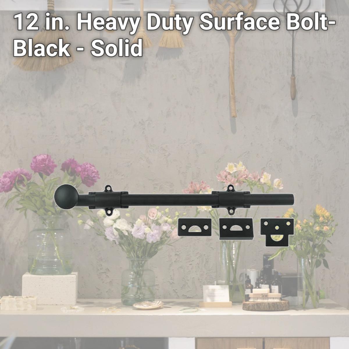 Picture of Deltana 12SB19 12 in. Heavy Duty Surface Bolt- Black - Solid 