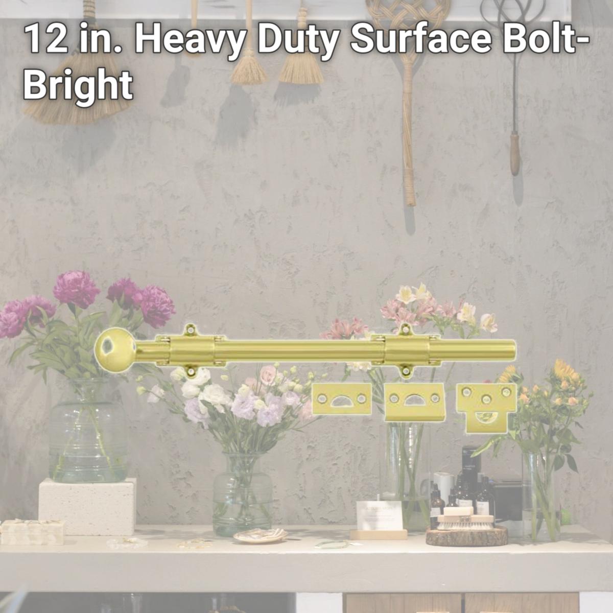 Picture of Deltana 12SB3 12 in. Heavy Duty Surface Bolt- Bright 